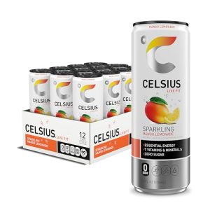 CELSIUS Sparkling Mango Lemonade. Sugar Free Energy Drink. 12 Fl Oz (Pack of 12)