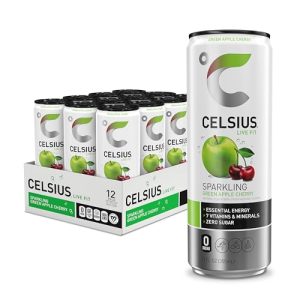 CELSIUS Sparkling Green Apple Cherry. Functional Essential Energy Drink. 12 Fl Oz (Pack of 12)
