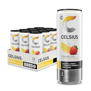 CELSIUS Sparkling Strawberry Lemonade. Functional Essential Energy Drink. 12 Fl Oz (Pack of 12)