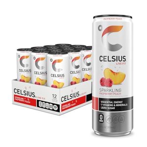 CELSIUS Sparkling Raspberry Peach. Sugar Free Energy Drink. 12 Fl Oz (Pack of 12)