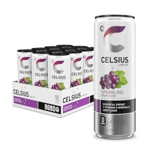 CELSIUS Sparkling Grape Rush. Functional Essential Energy Drink 12 Fl Oz (Pack of 12)