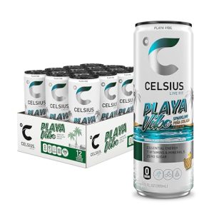 CELSIUS PLAYA VIBE Sparkling Pina Colada. Sugar Free Energy Drink. 12 Fl Oz (Pack of 12)