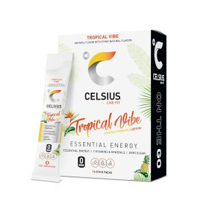 CELSIUS On The Go TROPICAL VIBE. Sugar Free Energy Drink Mix (14 Sticks per Pack)