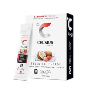 CELSIUS On The Go Strawberry Coconut. Sugar Free Energy Drink Mix (14 Sticks per Pack)