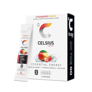 CELSIUS On The Go Strawberry Mango. Sugar Free Energy Drink Mix (14 Sticks per Pack)