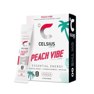 CELSIUS On The Go PEACH VIBE. Sugar Free Energy Drink Mix (14 Sticks per Pack)